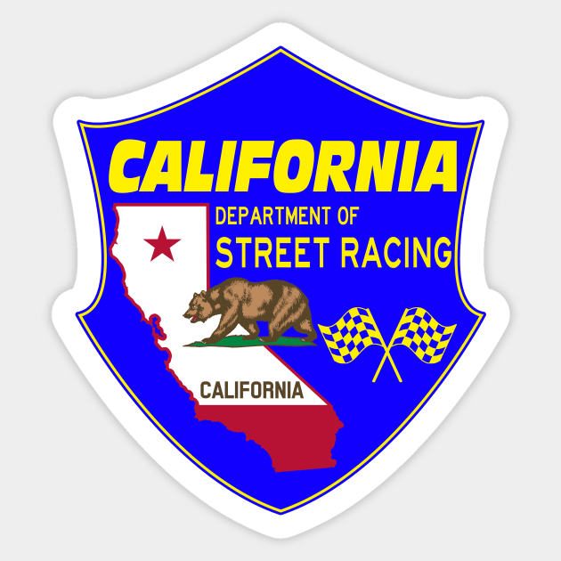 Unofficial CA Dept of Street Racing by Basement Mastermind Sticker by BasementMaster